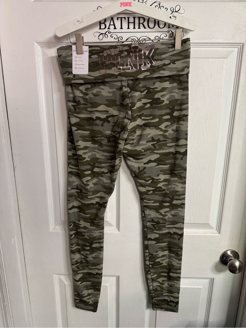 PINK Victoria's Secret Olive Camo Fold-Over Waist Leggings